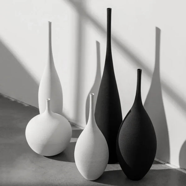 Gen-Z Minimalist Handcrafted Zen Vase in Black and White