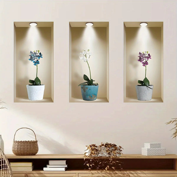 Gen-Z Watercolor Potted Flower Wall Stickers