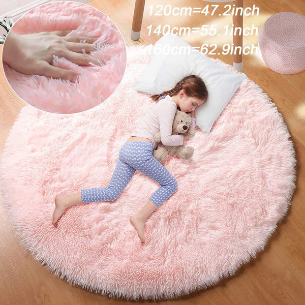 Gen-Z Fluffy Round Soft Area Rug for Kids' Rooms