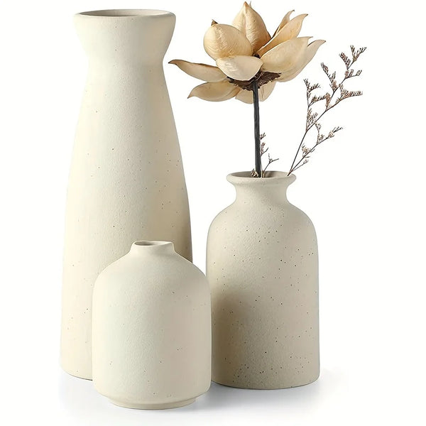 Gen-Z Rustic Ceramic Vase Set – Modern Farmhouse Decor